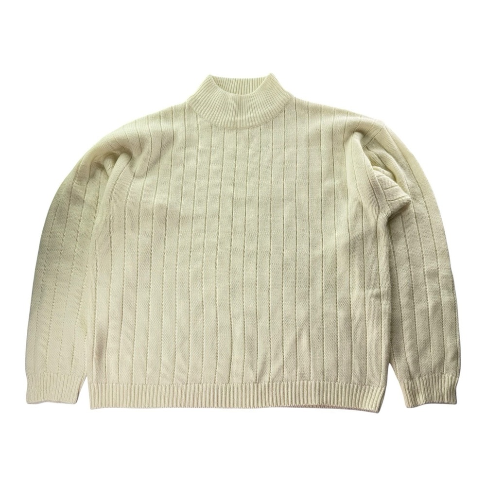 Two Twenty Vintage Ivory Ribbed Mock Neck Sweater Women's Medium Acrylic Y2K